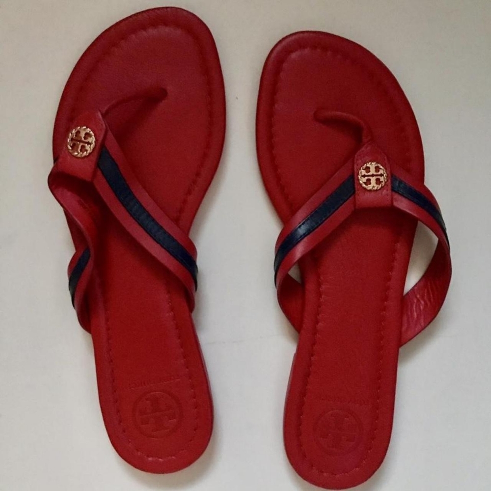 Tory Burch Red & Blue Slippers